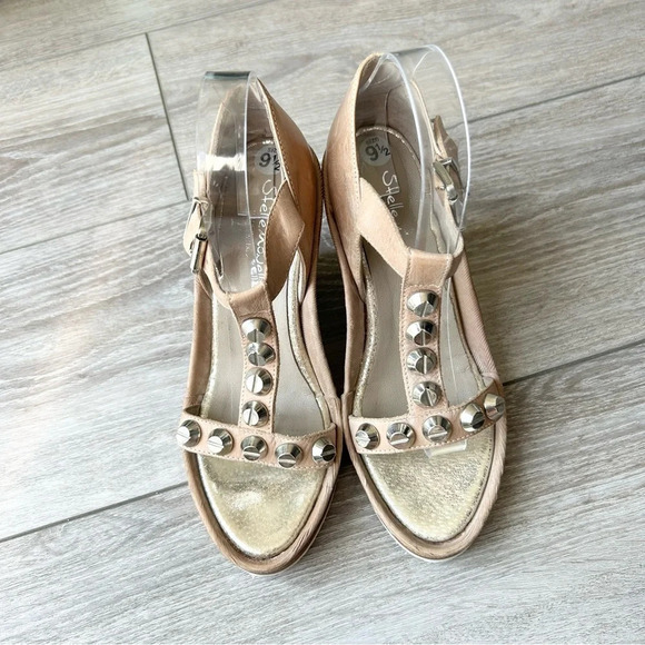 Stelle Monelle Studded T Strap Wedge Heel Sandal Made in  Italy - Picture 2 of 15